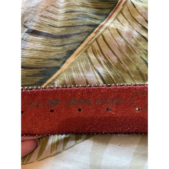 Cache Red Leather Belt with Gold & Silver Buckle - Size S main image 6